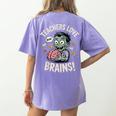 Teachers Love Brains Shirt Men Women Teacher Halloween Women's Comfort Colors T-Shirt Back Print Violet Teachers Love Brains Shirt Men Women Teacher Halloween Women's Comfort Colors T-Shirt Back Print Violet