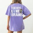 Teachers Love Brains Zombie Halloween Hilarious Women's Comfort Colors T-Shirt Back Print Violet Teachers Love Brains Zombie Halloween Hilarious Women's Comfort Colors T-Shirt Back Print Violet