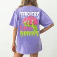 Teachers Love Brains Zombie Teacher Halloween Zombies Women's Comfort Colors T-Shirt Back Print Violet
