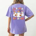 Teaching My Boos Cute Spooky Ghost Teacher Halloween Women Women's Comfort Colors T-Shirt Back Print Violet