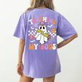 Teaching My Boos Ghost Teacher Cute Groovy Halloween Teacher Women's Comfort Colors T-Shirt Back Print Violet Teaching My Boos Ghost Teacher Cute Groovy Halloween Teacher Women's Comfort Colors T-Shirt Back Print Violet