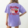 Teaching Is My Jam Cute Strawberry For Women Teachers Women's Comfort Colors T-Shirt Back Print Violet