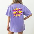 Teaching Is My Superpower Retro Comic Super Teacher Women's Comfort Colors T-Shirt Back Print Violet