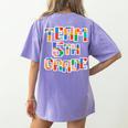 Team 5th Grade Building Blocks Bricks Theme Teacher Team For Men Women Kids Women's Comfort Colors T-Shirt Back Print Violet Team 5th Grade Building Blocks Bricks Theme Teacher Team For Men Women Kids Women's Comfort Colors T-Shirt Back Print Violet