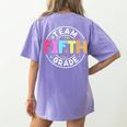 Team Fifth Grade Teacher Back To School 5th Grade Squad Kids Women's Comfort Colors T-Shirt Back Print Violet