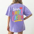Team Kindergarten Teacher Student Back To School Women's Comfort Colors T-Shirt Back Print Violet