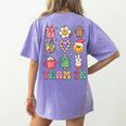 Team TK Teacher Christmas Groovy Smile Face Girl Boy Kid TK Women's Comfort Colors T-Shirt Back Print Violet
