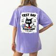 Test Day Stressed Cat Teacher Student Kids Testing Day Women's Comfort Colors T-Shirt Back Print Violet Test Day Stressed Cat Teacher Student Kids Testing Day Women's Comfort Colors T-Shirt Back Print Violet