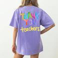 Thank You Teacher Appreciation Graduation Men Women Girls Kids Women's Comfort Colors T-Shirt Back Print Violet