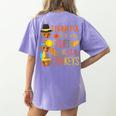 Thankful For My 4th Grade Turkey Thanksgiving Turkey Teacher Women's Comfort Colors T-Shirt Back Print Violet