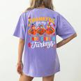 Thankful For My Kindergarten Turkeys Thanksgiving Teacher Women's Comfort Colors T-Shirt Back Print Violet Thankful For My Kindergarten Turkeys Thanksgiving Teacher Women's Comfort Colors T-Shirt Back Print Violet