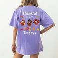 Thankful For My Prek Turkeys In Masks Thanksgiving Teacher For Men Women Women's Comfort Colors T-Shirt Back Print Violet