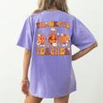 Thankful Teacher Retro Groovy Thanksgiving Fall Women Men Women's Comfort Colors T-Shirt Back Print Violet Thankful Teacher Retro Groovy Thanksgiving Fall Women Men Women's Comfort Colors T-Shirt Back Print Violet