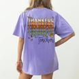 Thankful Teacher Thanksgiving Fall Pumpkin Turkey Women's Comfort Colors T-Shirt Back Print Violet Thankful Teacher Thanksgiving Fall Pumpkin Turkey Women's Comfort Colors T-Shirt Back Print Violet