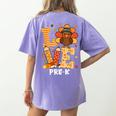 Thanksgiving Love Pre-K Teacher Turkey Autumn Fall For Men Women Girls Kids Women's Comfort Colors T-Shirt Back Print Violet