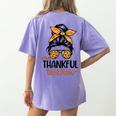 Thanksgiving Shirt Teacher Women Messy Bun Thankful Teacher Women's Comfort Colors T-Shirt Back Print Violet Thanksgiving Shirt Teacher Women Messy Bun Thankful Teacher Women's Comfort Colors T-Shirt Back Print Violet