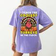 Thanksgiving I Teach Coolest Turkeys Teacher Fall Women Men Women's Comfort Colors T-Shirt Back Print Violet Thanksgiving I Teach Coolest Turkeys Teacher Fall Women Men Women's Comfort Colors T-Shirt Back Print Violet