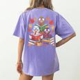 Thanksgiving Teacher Books Turkey Reading Book Women's Comfort Colors T-Shirt Back Print Violet Thanksgiving Teacher Books Turkey Reading Book Women's Comfort Colors T-Shirt Back Print Violet