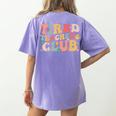 Tired Teachers Club Groovy Teachers Back To School Tee Women's Comfort Colors T-Shirt Back Print Violet