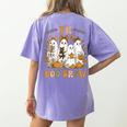 TK Boo Crew Preppy Halloween Floral Ghost TK Teacher Team TK Women's Comfort Colors T-Shirt Back Print Violet TK Boo Crew Preppy Halloween Floral Ghost TK Teacher Team TK Women's Comfort Colors T-Shirt Back Print Violet