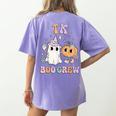 TK Boo Crew Retro Groovy Halloween Floral Ghost TK Teacher Men Women Kids Women's Comfort Colors T-Shirt Back Print Violet TK Boo Crew Retro Groovy Halloween Floral Ghost TK Teacher Men Women Kids Women's Comfort Colors T-Shirt Back Print Violet