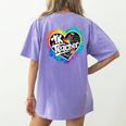 TK Teacher Transitional Kindergarten Heart Back To School Women's Comfort Colors T-Shirt Back Print Violet