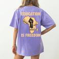 History Education Is Freedom African Map Black Teacher Women's Comfort Colors T-Shirt Back Print Violet
