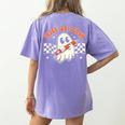 Trick Or Teach Groovy Retro Ghost Halloween Teacher Kids Women's Comfort Colors T-Shirt Back Print Violet Trick Or Teach Groovy Retro Ghost Halloween Teacher Kids Women's Comfort Colors T-Shirt Back Print Violet