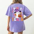 Trick Or Teach Groovy Teacher Ghost Halloween Teacher Women's Comfort Colors T-Shirt Back Print Violet Trick Or Teach Groovy Teacher Ghost Halloween Teacher Women's Comfort Colors T-Shirt Back Print Violet