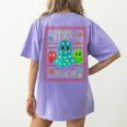 Trick Or Teach Neon Ghost Flower Teacher Spooky Halloween Women's Comfort Colors T-Shirt Back Print Violet Trick Or Teach Neon Ghost Flower Teacher Spooky Halloween Women's Comfort Colors T-Shirt Back Print Violet