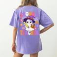 Trick Or Teach Spooky Teacher Ghost Halloween Teacher Women's Comfort Colors T-Shirt Back Print Violet Trick Or Teach Spooky Teacher Ghost Halloween Teacher Women's Comfort Colors T-Shirt Back Print Violet