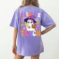Trick Or Teach Teacher Ghost Teaching Fun Halloween Teacher Women's Comfort Colors T-Shirt Back Print Violet Trick Or Teach Teacher Ghost Teaching Fun Halloween Teacher Women's Comfort Colors T-Shirt Back Print Violet