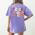 Trick Or Teach Teacher Halloween Costume Men Women Women's Comfort Colors T-Shirt Back Print Violet