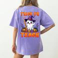 Trick Or Teach Teacher Halloween Ghost Pencil Floral Women's Comfort Colors T-Shirt Back Print Violet
