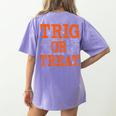 Trig Or Treat Trigonometry Math Teacher Halloween Women's Comfort Colors T-Shirt Back Print Violet Trig Or Treat Trigonometry Math Teacher Halloween Women's Comfort Colors T-Shirt Back Print Violet