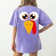 Turkey Face Halloween Costume Thanksgiving Teacher Nurse Women's Comfort Colors T-Shirt Back Print Violet Turkey Face Halloween Costume Thanksgiving Teacher Nurse Women's Comfort Colors T-Shirt Back Print Violet