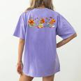 Turkey Reading Books Fall Thanksgiving Teacher Book Lovers Women's Comfort Colors T-Shirt Back Print Violet