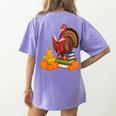 Turkey Reading Books Fall Thanksgiving Teacher Book Women's Comfort Colors T-Shirt Back Print Violet Turkey Reading Books Fall Thanksgiving Teacher Book Women's Comfort Colors T-Shirt Back Print Violet