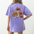 Turkey Reading Books Fall Thanksgiving Teacher Librarian Women's Comfort Colors T-Shirt Back Print Violet Turkey Reading Books Fall Thanksgiving Teacher Librarian Women's Comfort Colors T-Shirt Back Print Violet