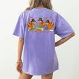 Turkey Reading Books Fall Thanksgiving Teacher Student Women's Comfort Colors T-Shirt Back Print Violet Turkey Reading Books Fall Thanksgiving Teacher Student Women's Comfort Colors T-Shirt Back Print Violet