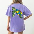 Turtle Puzzle Pieces For Autism Awareness Kids Women Teacher Women's Comfort Colors T-Shirt Back Print Violet Turtle Puzzle Pieces For Autism Awareness Kids Women Teacher Women's Comfort Colors T-Shirt Back Print Violet
