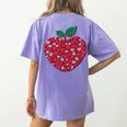 Valentines Day Teacher Hearts Apple Love Teach Women Men Women's Comfort Colors T-Shirt Back Print Violet