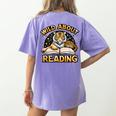 Wild About Reading Tiger For Teachers & Students Women's Comfort Colors T-Shirt Back Print Violet Wild About Reading Tiger For Teachers & Students Women's Comfort Colors T-Shirt Back Print Violet