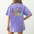 Wildflower Para Floral Paraprofessional Paraeducator Teacher Women's Comfort Colors T-Shirt Back Print Violet