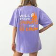 Will Trade Students For Candy Halloween Costume Teacher Women's Comfort Colors T-Shirt Back Print Violet