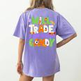Will Trade Students For Candy Teacher Cute Halloween Costume Women's Comfort Colors T-Shirt Back Print Violet
