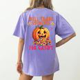 Will Trade Students For Candy Teacher Cute Halloween Pumpkin Women's Comfort Colors T-Shirt Back Print Violet Will Trade Students For Candy Teacher Cute Halloween Pumpkin Women's Comfort Colors T-Shirt Back Print Violet