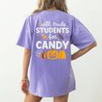 Will Trade Students For Candy Teacher Cute Halloween Women's Comfort Colors T-Shirt Back Print Violet Will Trade Students For Candy Teacher Cute Halloween Women's Comfort Colors T-Shirt Back Print Violet