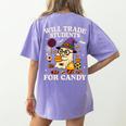 Will Trade Students For Candy Teacher Ghost Halloween Women's Comfort Colors T-Shirt Back Print Violet Will Trade Students For Candy Teacher Ghost Halloween Women's Comfort Colors T-Shirt Back Print Violet
