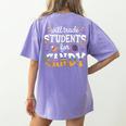 Will Trade Students For Candy Teacher Halloween Costume Tee Women's Comfort Colors T-Shirt Back Print Violet Will Trade Students For Candy Teacher Halloween Costume Tee Women's Comfort Colors T-Shirt Back Print Violet